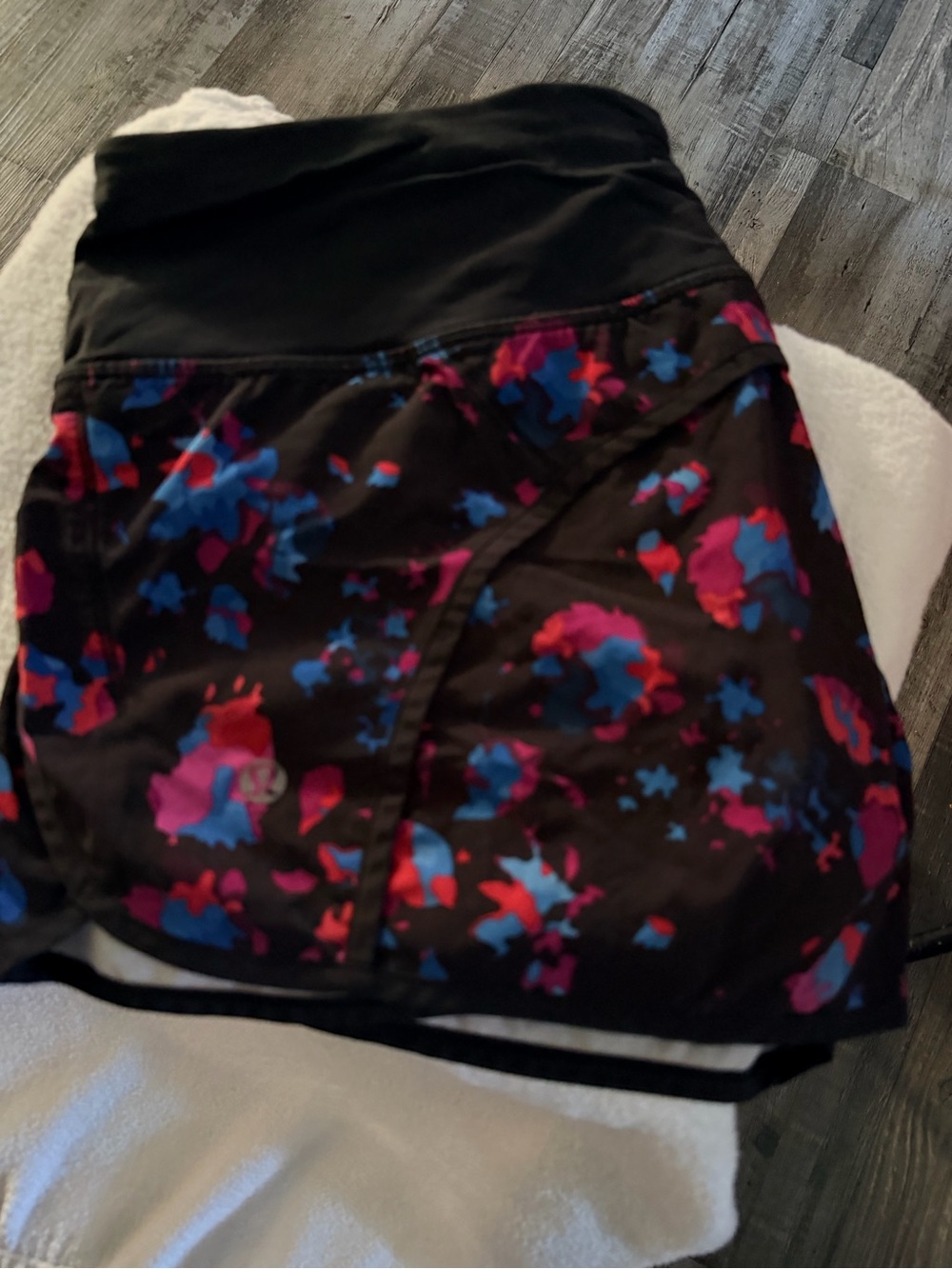 lululemon athletica Black Skater Shorts with Pink & Blue Print